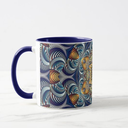 Mandala Geometric Rosette Fraktal Retro Hippie Tas Tasse (Links)
