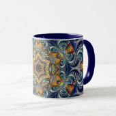 Mandala Geometric Rosette Fraktal Retro Hippie Tas Tasse (VorderseiteRechts)