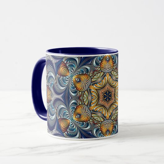 Mandala Geometric Rosette Fraktal Retro Hippie Tas Tasse (Vorderseite Links)