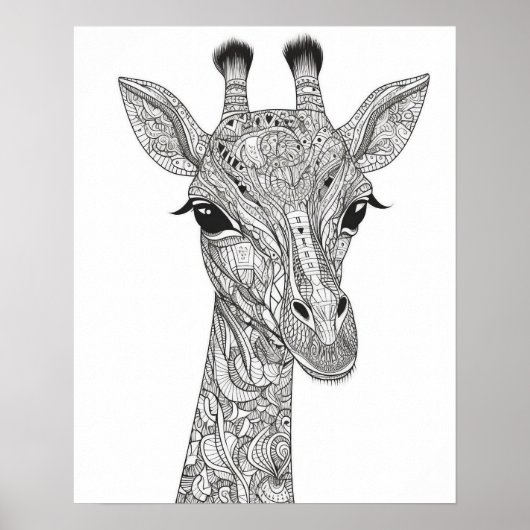 Mandala Giraffe Coloring Poster für Erwachsene (Vorne)