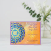 Mandala Gold Blue Lila Blume Yoga Business Postkarte (Stehend Vorderseite)