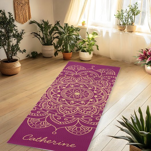 Mandala Gold Color Custom Yoga Mat Yogamatte