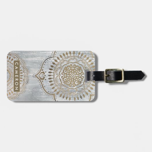 Mandala Gold Design Gepäckanhänger (Vorderseite horizontal)