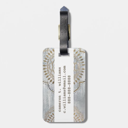 Mandala Gold Design Gepäckanhänger (Rückseite vertikal)