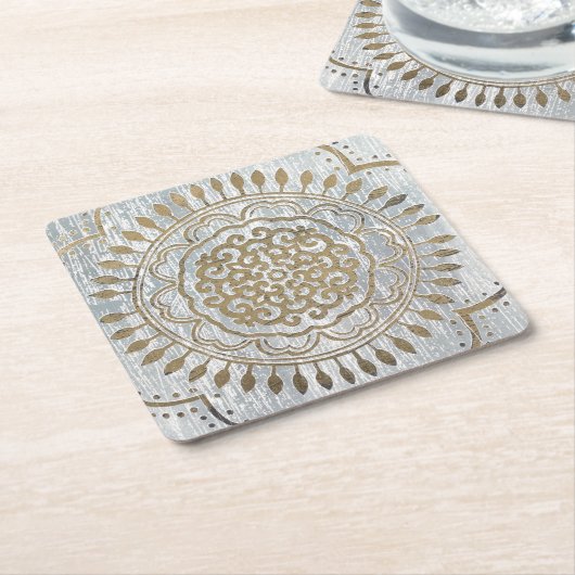 Mandala Gold Design Rechteckiger Pappuntersetzer (angewinkelt)