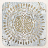 Mandala Gold Design Rechteckiger Pappuntersetzer (Vorderseite)