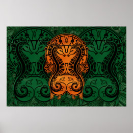 Mandala gold Dreamcatcher Seepferd Concept Art Poster