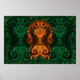 Mandala gold Dreamcatcher Seepferd Concept Art Poster
