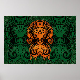 Mandala gold Dreamcatcher Seepferd Concept Art Poster