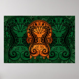 Mandala gold Dreamcatcher Seepferd Concept Art Poster