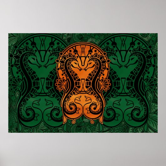 Mandala gold Dreamcatcher Seepferd Concept Art Poster (Vorne)