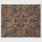 Mandala-Gold geprägt auf Imitat-Leder Geschenkpapier (Flach)