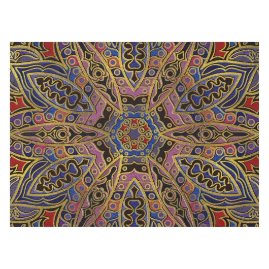 Mandala-Gold geprägt auf Imitat-Leder Tischdecke (Vorderseite (Horizontal))