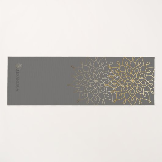 Mandala Gold Gray Personalisiert (1 Seite) Yogamatte (Vorderseite (Horizontal))