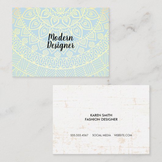 Mandala Gold Pattern und Grunge Visitenkarte (Vorne/Hinten)