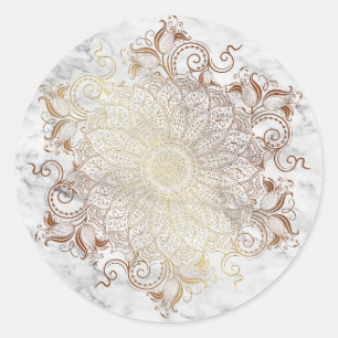 Mandala - Gold u. Marmor Runder Aufkleber