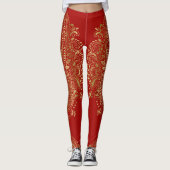 Mandala, Gold und Rot Leggings (Vorderseite)