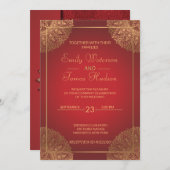 Mandala Gold Wedding Einladung (Vorne/Hinten)