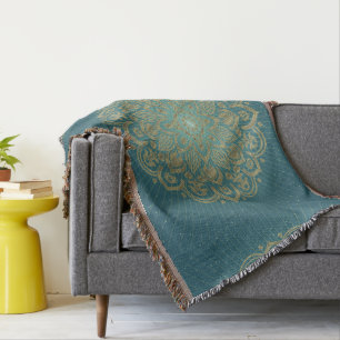 MANDALA Golden Rosette - Blanket Decke
