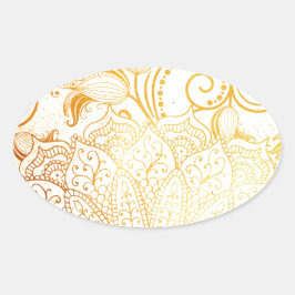 Mandala - Goldene Pinsel Ovaler Aufkleber