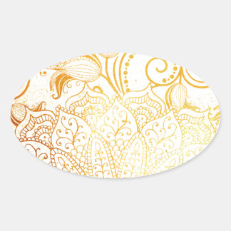 Mandala - Goldene Pinsel Ovaler Aufkleber