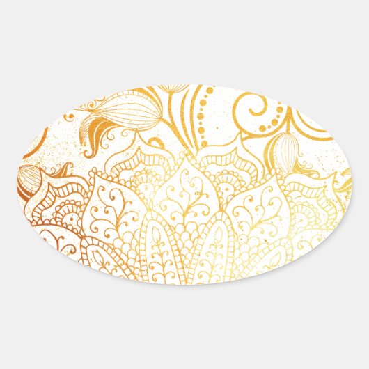 Mandala - Goldene Pinsel Ovaler Aufkleber (Vorderseite)