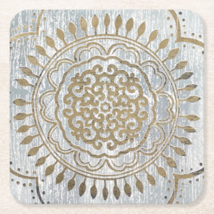 Mandala-Goldentwurf Rechteckiger Pappuntersetzer