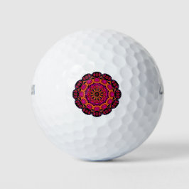 Mandala Golf Balls - Rosa, Rot, Lila und Orange Golfball