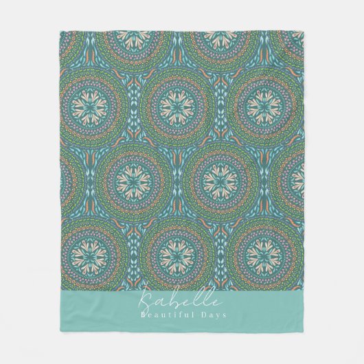 Mandala Green Fleecedecke (Vorderseite)