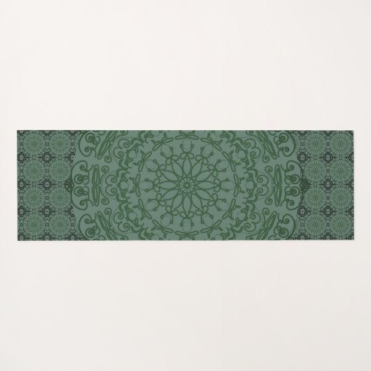 Mandala Green Gray Duvet Cover Yogamatte (Rückseite (Horizontal))