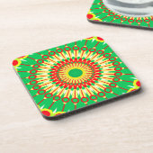 Mandala Green Red Circle Design-58577 Getränkeuntersetzer (Linke Seite)
