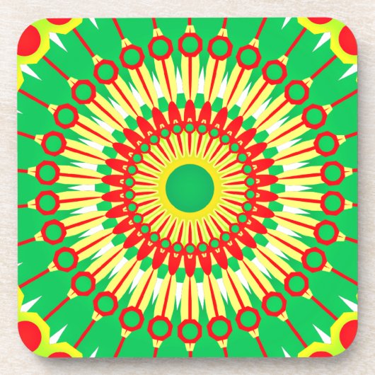 Mandala Green Red Circle Design-58577 Getränkeuntersetzer (Vorderseite)