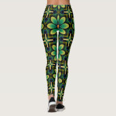 Mandala Green und Yellow Floral Geometric Pattern Leggings (Rückseite)