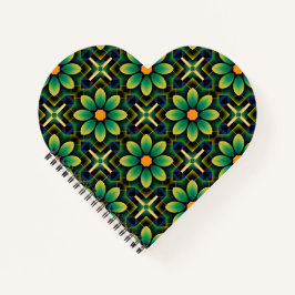 Mandala Green und Yellow Floral Geometric Pattern Notizblock