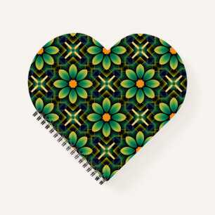 Mandala Green und Yellow Floral Geometric Pattern Notizblock