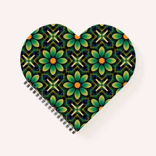 Mandala Green und Yellow Floral Geometric Pattern Notizblock (Vorderseite)