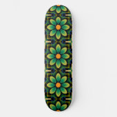 Mandala Green und Yellow Floral Geometric Pattern Skateboard (Vorderseite)