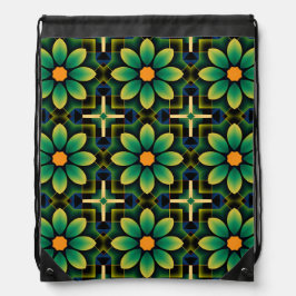 Mandala Green und Yellow Floral Geometric Pattern Sportbeutel