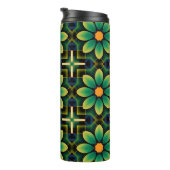 Mandala Green und Yellow Floral Geometric Pattern Thermosbecher (Nach rechts gedreht)