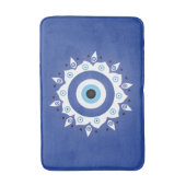 Mandala Griechisch Evil Eye Blue White Badematte (Vorderseite Vertikal)