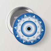 Mandala Griechisch Evil Eye Blue White Button (Vorne & Hinten)