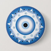 Mandala Griechisch Evil Eye Blue White Button (Vorderseite)