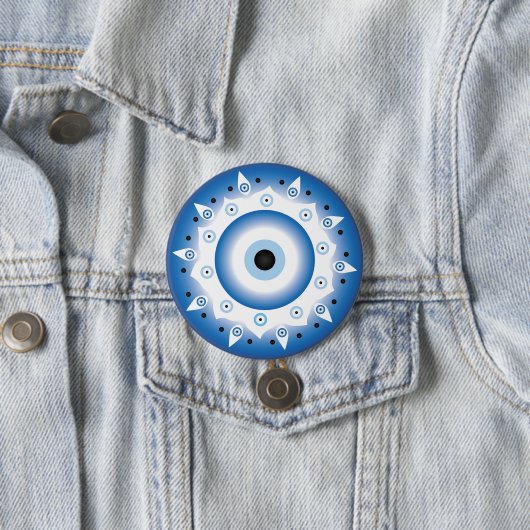 Mandala Griechisch Evil Eye Blue White Button (Beispiel)
