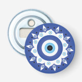 Mandala Griechisch Evil Eye Blue White Flaschenöffner (Vorderseite)