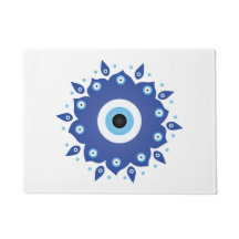 Mandala Griechisch Evil Eye Blue White