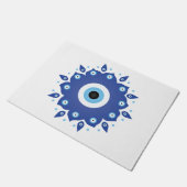 Mandala Griechisch Evil Eye Blue White Fußmatte (Schrägansicht)