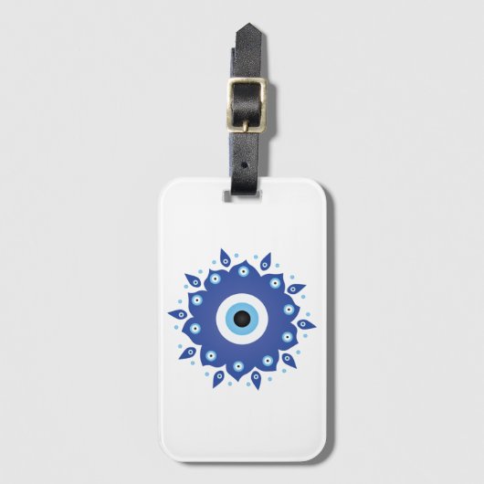 Mandala Griechisch Evil Eye Blue White Gepäckanhänger (Vorderseite Vertikal)
