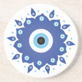 Mandala Griechisch Evil Eye Blue White Getränkeuntersetzer (Vorne)