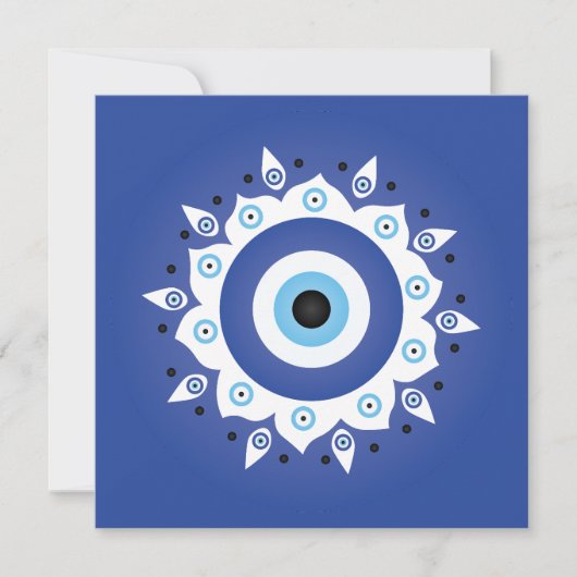 Mandala Griechisch Evil Eye Blue White Karte (Vorderseite)