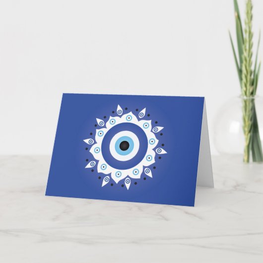 Mandala Griechisch Evil Eye Blue White Karte (Vorderseite)